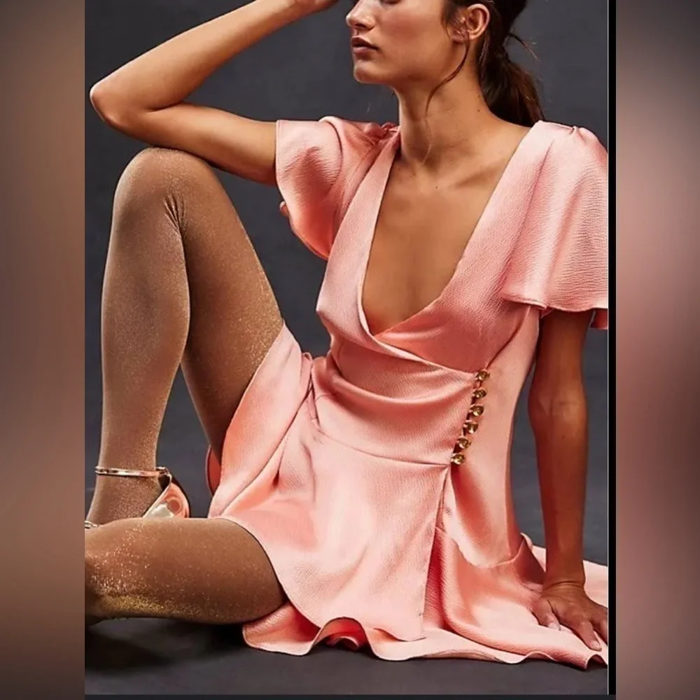NWOT Free People, Scarlett Mini Dress, XS, Pink